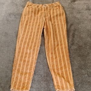 BDG Floral Stripe Corduroy Mom High Rise Pants